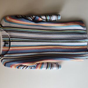 Chaps multi striped tunic sweater womens M linen, cotton blend